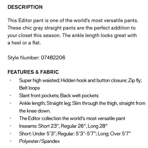 NWT Gray high waisted editor pants - Picture 3 of 3